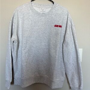 Wilo The Label Women's White Marle Crewneck Sweatshirt NWT Size Medium